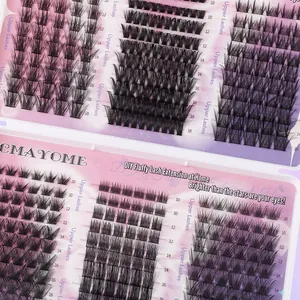 Kit de extensión de pestañas DIY en racimo con largos mixtos de 10mm a 18mm y volumen