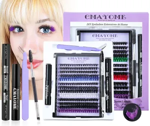 Σετ DIY με χρωματιστές βλεφαρίδες, κόλλα, τσιμπιδάκι και πολύχρωμα τουφάκια βλεφαρίδων