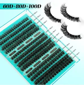 Details zum DIY-Wimpernset mit den Dichten 60D 80D und 100D in transparenter Schale