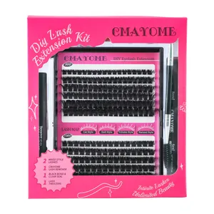 DIY wimperverlengingsset met 204 clusters, lijm, sealer, remover en pincet set