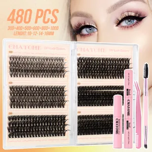 DIY Wimperclusters Kit Individuele Wimpers Volumedichtheid D Krul Met Bond Seal Remover Pincet Borstel Makeup Tools Voor Vrouwen