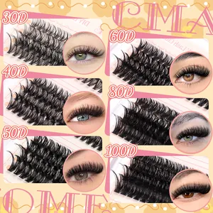 DIY cluster wimperset 30D-100D volume kunstwimpers in natuurlijk matzwarte afwerking