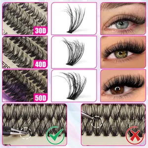 DIY cluster wimperverlenging set met 30D 40D 50D gemengde zwarte individuele wimpers