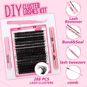 Kit extension ciglia fai-da-te 288 pezzi con colla e pinzette 10-16mm lunghezze