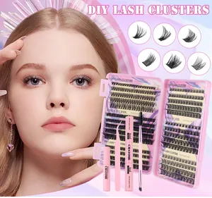 Kit de extensión de pestañas individuales DIY con pegamento en envase rosa
