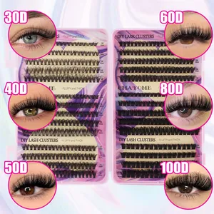 DIY Lash Clusters set met 30D tot 100D pluizige zwarte wimper-extensions van 10 tot 18 mm