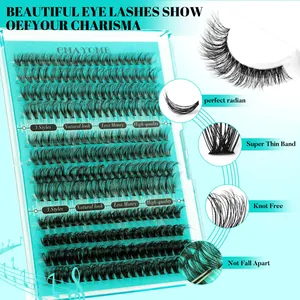 DIY Cluster-Wimpernverlängerung Set mit C-Curl schwarzen Wimpern in Klarsichtbox