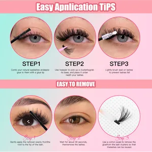 Step-by-step guide for applying and removing individual cluster eyelash extensions set