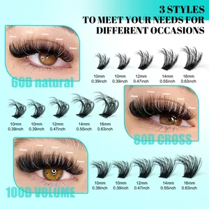 DIY Cluster Wimpern Set 10-16mm in 60D 80D und 100D Volumen für einen dichten Look