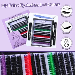 Πολύχρωμο σετ DIY βλεφαρίδων με κόλλα, τσιμπιδάκι και τουφάκια σε διάφορα χρώματα