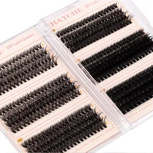 Makroaufnahme der 50D DIY Wimpernbündel Mix 10mm bis 16mm in einer transparenten Box