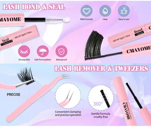 Kit de extensión de pestañas con adhesivo rosa, sellador, removedor y pinza de precisión