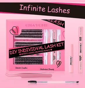 Detailed size specifications for eyelash extension kit box and application tools