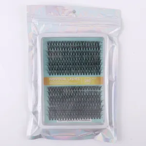 Detailed view of individual lash clusters set in laser packaging, length 10-16mm