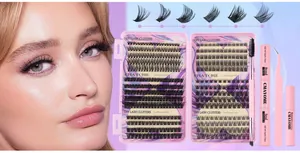 Kit de extensiones de pestañas DIY con grupos de 10-18mm, adhesivo y accesorios