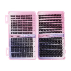 DIY wimperverlengingsset met 448 clusters 10-16mm in een roze opbergdoosje