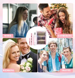 DIY eyelash cluster extension kit with pink tools for work, wedding, and travel