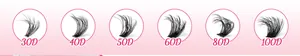 Vergelijking van DIY individuele wimperclusters met dichtheid van 30D tot 100D zwart