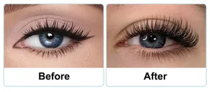Eyelash growth serum before and after results showing longer thicker lashes
