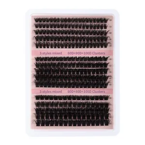 DIY eyelash cluster set with 60D 80D 100D volume in 10mm to 18mm lengths
