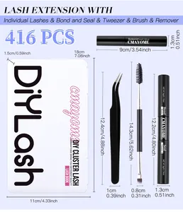 DIY Lash Extension Kit with 416 clusters including glue, remover, tweezers and spoolie brush