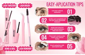 DIY wimperverlengingsset in 5 stappen met lijm, sealer, remover, pincet en borsteltje
