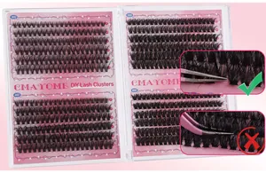 Detail van DIY-clusterwimperset met lengtes van 8-16 mm en gebruiksinstructies