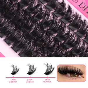 DIY cluster eyelash extension kit with 14mm to 18mm lengths and 3D volume effect