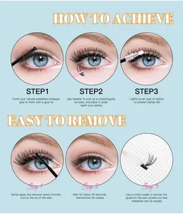 DIY eyelash extension kit instruction guide showing application and removal steps