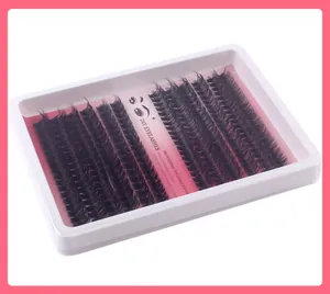 Detailansicht des professionellen DIY Wimpernverlängerungs-Sets mit 6-16mm schwarzen Clustern