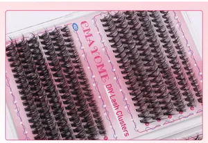 Macro-opname van 40D zwarte DIY wimperclusters met mix van 8mm tot 14mm lengtes