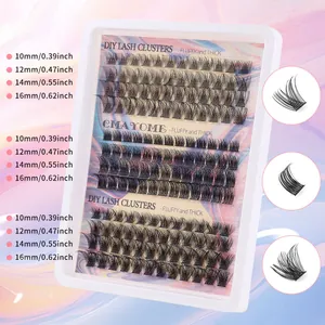 DIY individual lash clusters extension kit with 10-16mm fluffy lashes and tool set