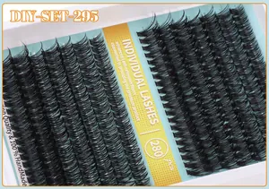 Detail view of 280 clusters of premium handmade individual lashes in natural black finish