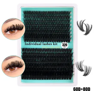 Détail du kit de faux cils individuels de 320 pièces en longueurs 9-16mm et 60D-80D