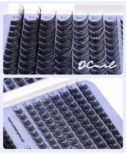 Macro detail of D Curl individual lash extensions in lengths from 10mm to 16mm