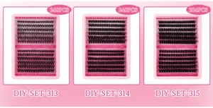 Three-style DIY individual eyelash cluster extension kit with 10mm to 18mm lengths
