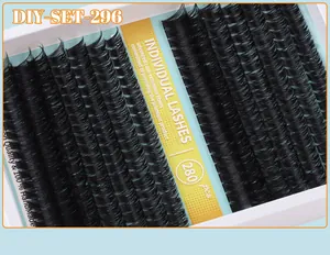 Detailed macro view of 280pcs handmade 10-16mm individual eyelash extensions set