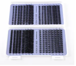 Detail view of DIY individual lash clusters with mixed lengths from 10mm to 18mm