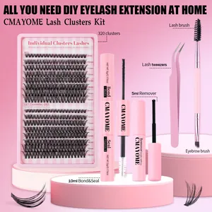 DIY wimperextensie set met 320 plukjes, lijm, remover en roze accessoires