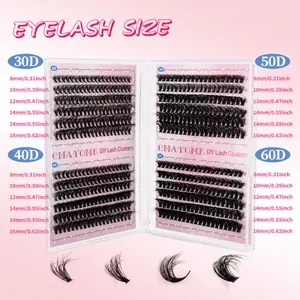 Maattabel voor DIY cluster wimperextensions van 30D tot 60D densiteit in 8-16mm lengte
