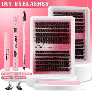DIY Wimpernverlängerung Kit D Curl Cluster Lashes Professionelle Synthetikfaser Wimpern Bond Seal Remover Pinzette Bürste