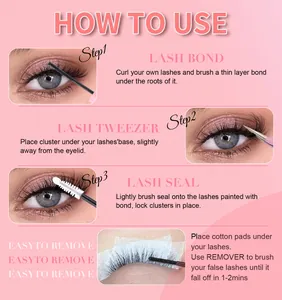 Stapsgewijze handleiding voor DIY wimperverlenging met lijm, sealer en pincet in set