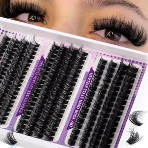 DIY eyelash cluster kit with 10-16mm mixed lengths for a voluminous 3D curly eye makeup look