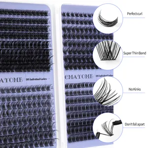 DIY cluster eyelash extension kit with 10mm to 18mm mixed lengths for dense volume look