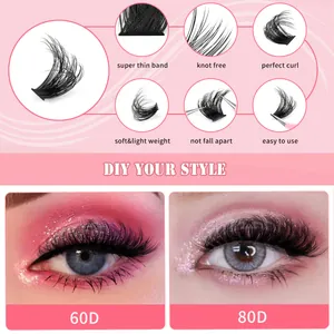 DIY Wimpernverlängerung Set mit 60D 80D Dichte und superdünnem Band aus Fasern