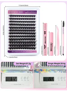 DIY individual cluster lash extensions kit with 10-16mm eyelashes and bond and seal glue
