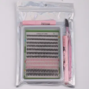 Kit de extensión de pestañas DIY con grupos de 10-18mm, pegamento, removedor y pinzas