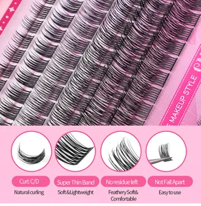 Detailweergave van C/D krul individuele wimperclusters met superdunne band-ontwerp