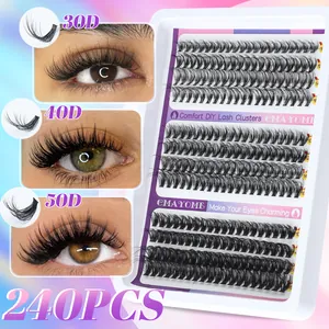 DIY individual lash clusters set with 30D 40D 50D 240pcs in 10-16mm length