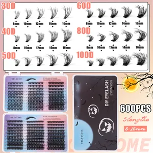 DIY eyelash extension kit with 600 clusters from 8mm to 16mm in a Halloween gift box
